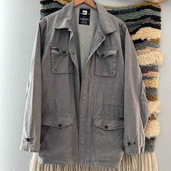 QUICKSILVER Gray Canvas Barn Utility Cargo Lined Jacket Large - Picture 1 of 13